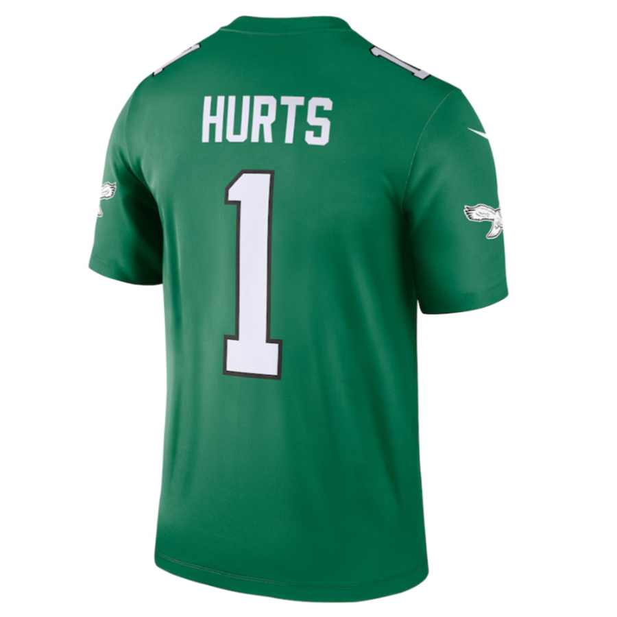 Choea P.Eagles #1 Jalen Hurts Green Alternate Legend Player Stitched American Stitched Jersey