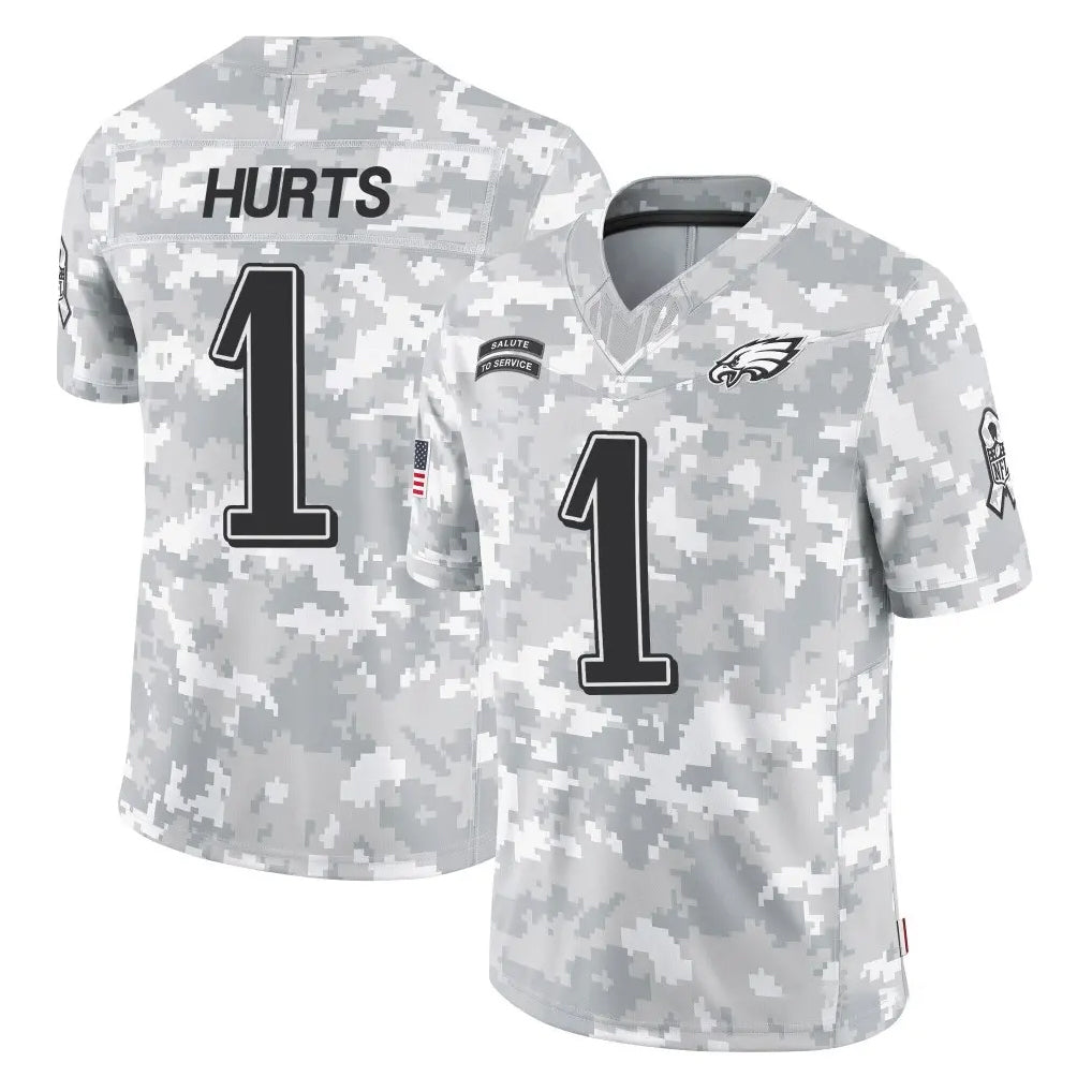 Choea P.Eagles #1 Jalen Hurts Player Arctic Camo Salute to Service Limited Game Stitched Jerseys