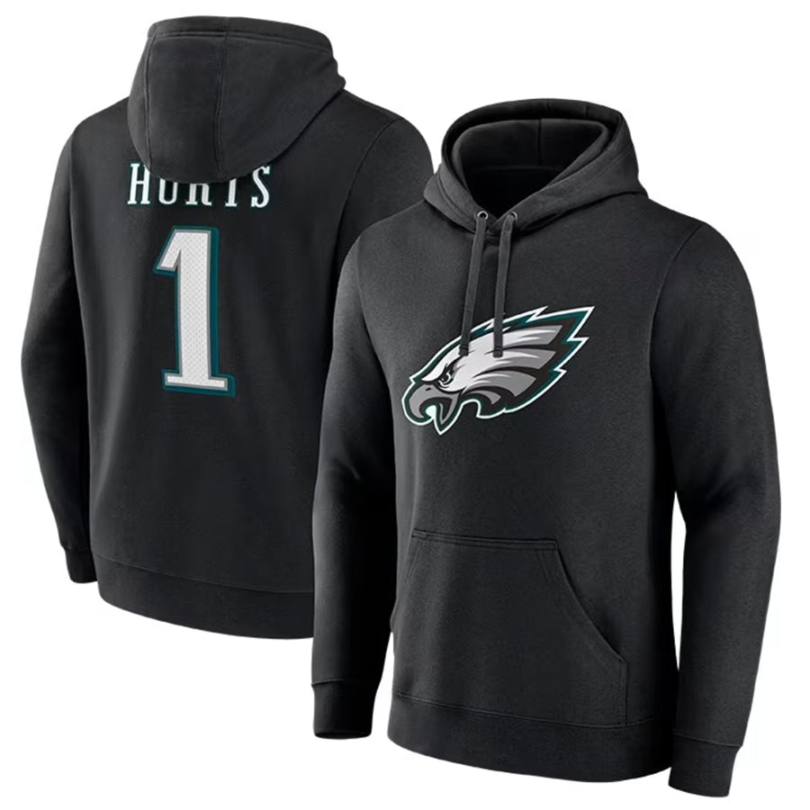 Choea P.Eagles #1 Jalen Hurts Player Black Military Hoodie Game Stitched Jerseys