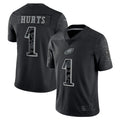Choea P.Eagles #1 Jalen Hurts Player Black REFLECTIVE Limited Stitched Jerseys