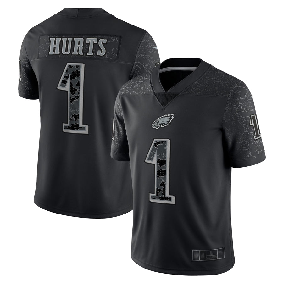 Choea P.Eagles #1 Jalen Hurts Player Black REFLECTIVE Limited Stitched Jerseys