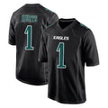 Choea P.Eagles #1 Jalen Hurts Player Carbon Black Fashion Home Game Stitched Jerseys