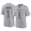 Choea P.Eagles #1 Jalen Hurts Player Gray Atmosphere Fashion Home Game Stitched Jerseys