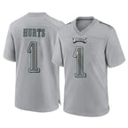 Choea P.Eagles #1 Jalen Hurts Player Gray Atmosphere Fashion Home Game Stitched Jerseys