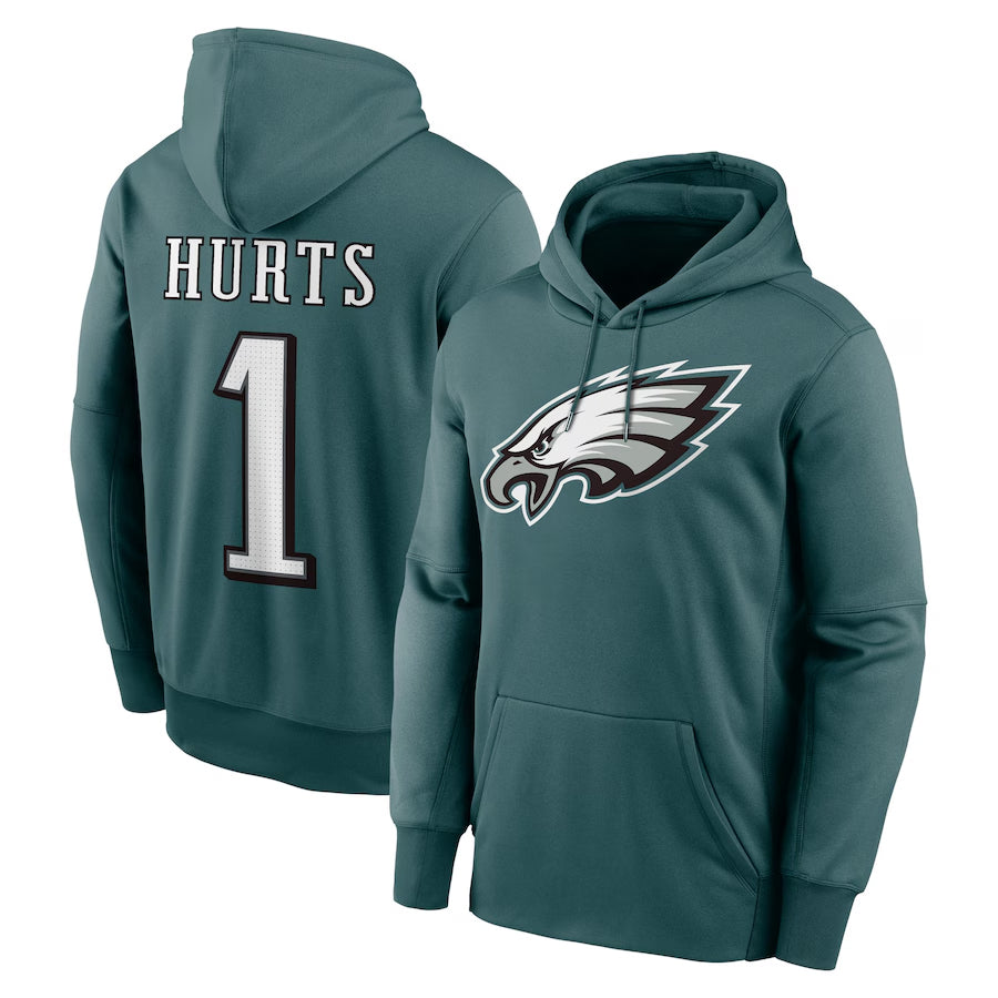 Choea P.Eagles #1 Jalen Hurts Player Green Military Hoodie Game Stitched Jerseys