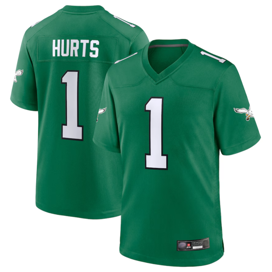 Choea P.Eagles #1 Jalen Hurts Player Kelly Green Game Stitched Jerseys