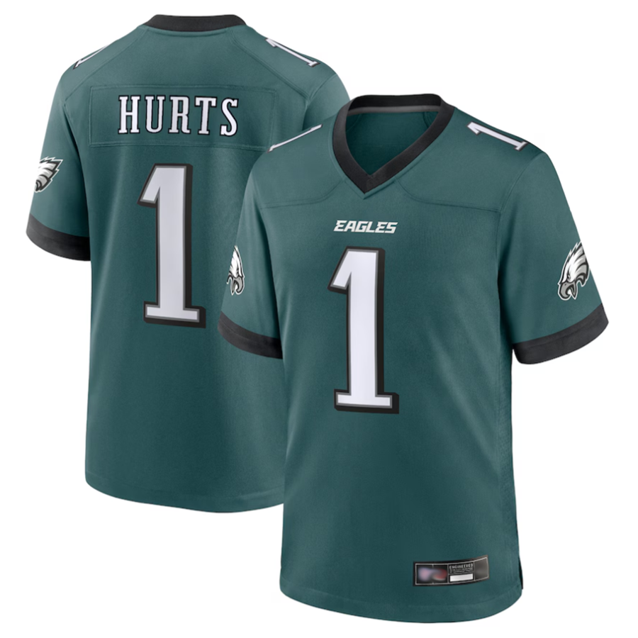 Choea P.Eagles #1 Jalen Hurts Player Midnight Green Game Stitched Jerseys