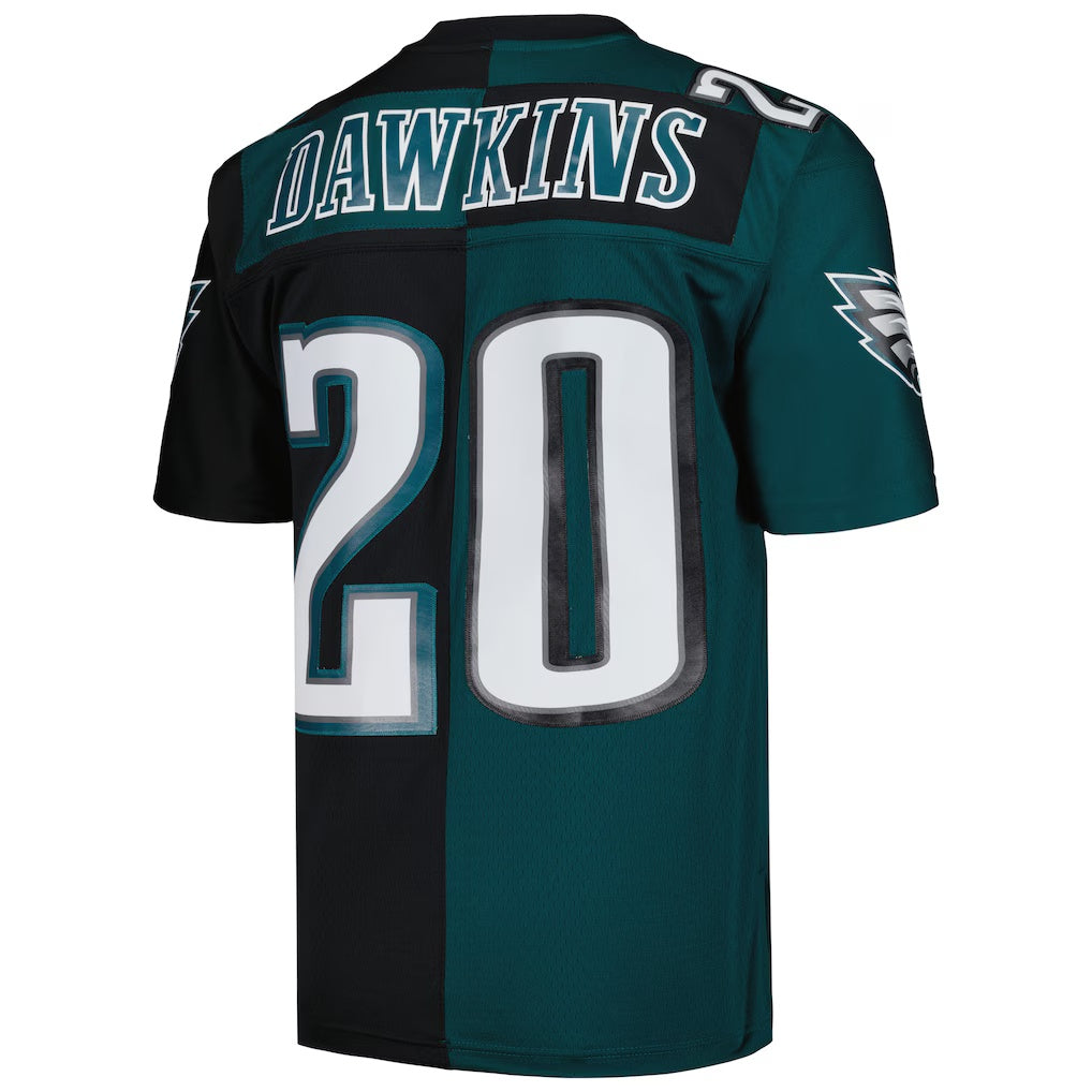 Choea P.Eagles #20 Brian Dawkins Mitchell & Ness Midnight Green-Black Split Legacy Replica Stitched Jerseys