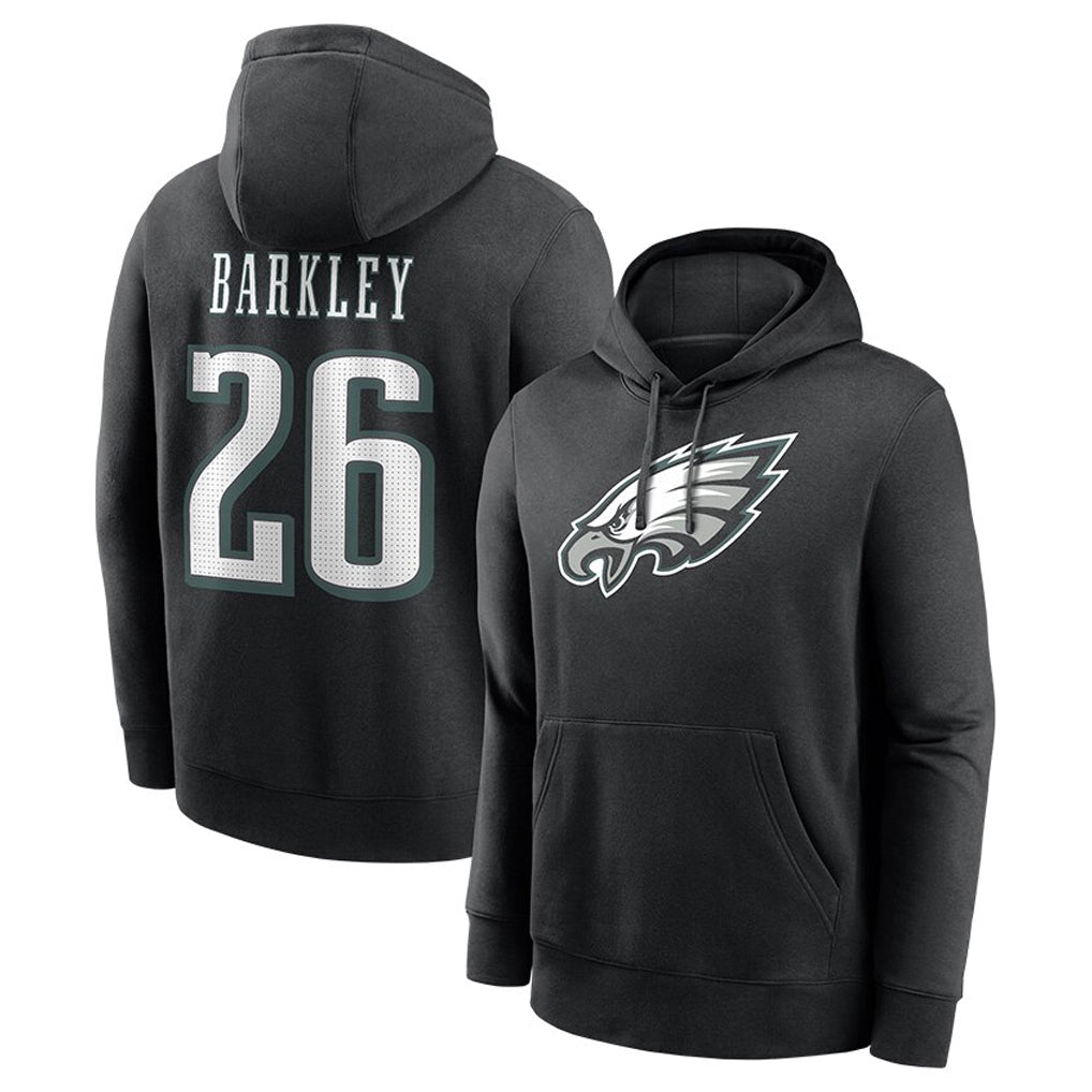 Choea P.Eagles #26 Saquon Barkley Player Black Pullover Hoodies Home Game Stitched Jerseys