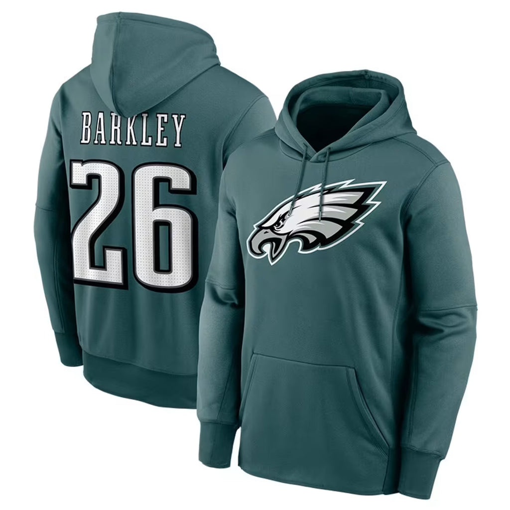 Choea P.Eagles #26 Saquon Barkley Player Green Pullover Hoodie Stitched Jerseys