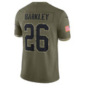 Choea P.Eagles #26 Saquon Barkley Player Salute To Service Olive Stitched Jerseys