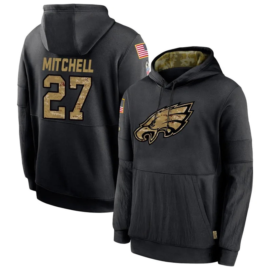 Choea P.Eagles #27 Quinyon Mitchell Player Black Military Hoodie Game Stitched Jerseys