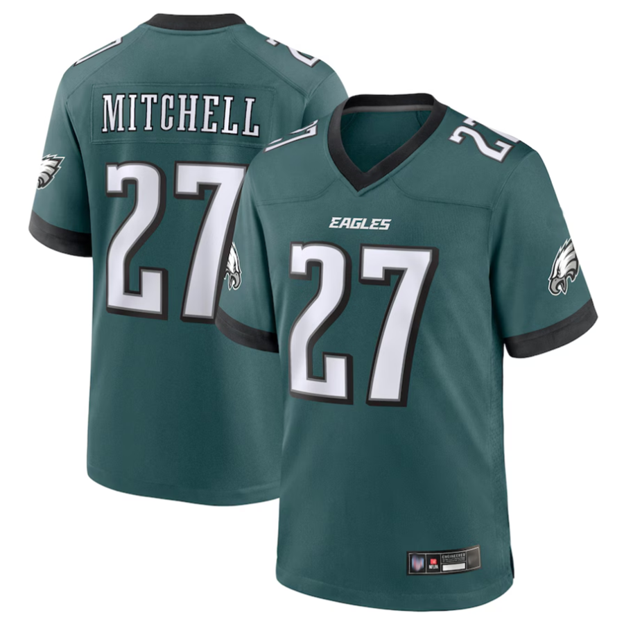 Choea P.Eagles #27 Quinyon Mitchell Player Midnight Green Replica Game Stitched Jerseys