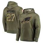 Choea P.Eagles #27 Quinyon Mitchell Player Olive Salute to Service Pullover Hoodies Home Game Stitched Jerseys