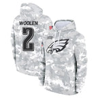 Choea P.Eagles #2 Riq Woolen Player Arctic Camo Salute to Service Pullover Hoodies Limited Game Stitched Jerseys