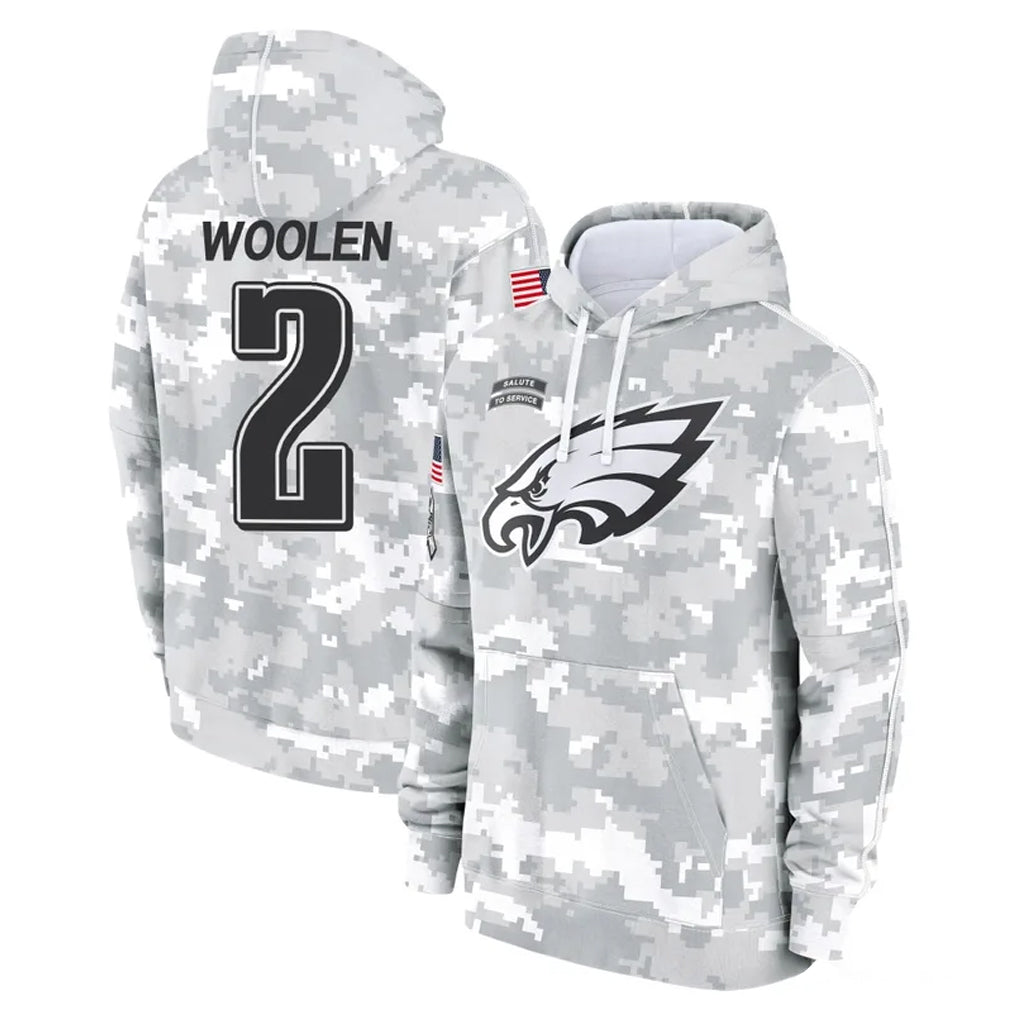 Choea P.Eagles #2 Riq Woolen Player Arctic Camo Salute to Service Pullover Hoodies Limited Game Stitched Jerseys