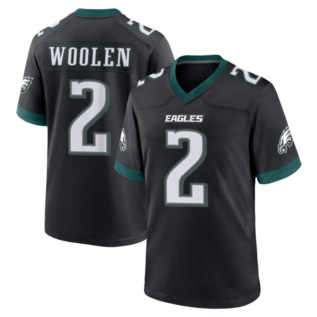 Choea P.Eagles #2 Riq Woolen Player Black Game Home Stitched Jerseys