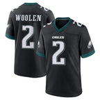 Choea P.Eagles #2 Riq Woolen Player Black Game Home Stitched Jerseys