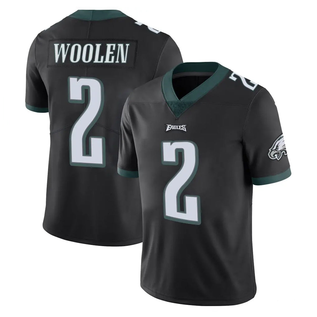 Choea P.Eagles #2 Riq Woolen Player Black Limited Vapor Untouchable Home Game Stitched Jerseys