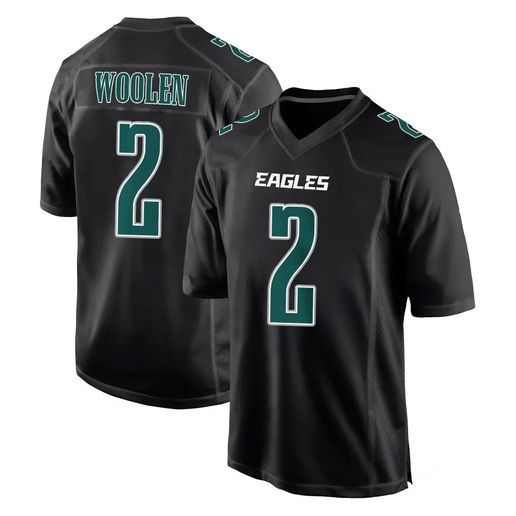 Choea P.Eagles #2 Riq Woolen Player Carbon Black Fashion Home Game Stitched Jerseys