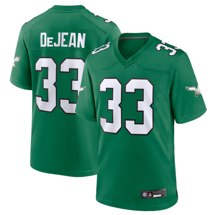Choea P.Eagles #33 Cooper DeJean Player Kelly Green Replica Game Stitched Jerseys