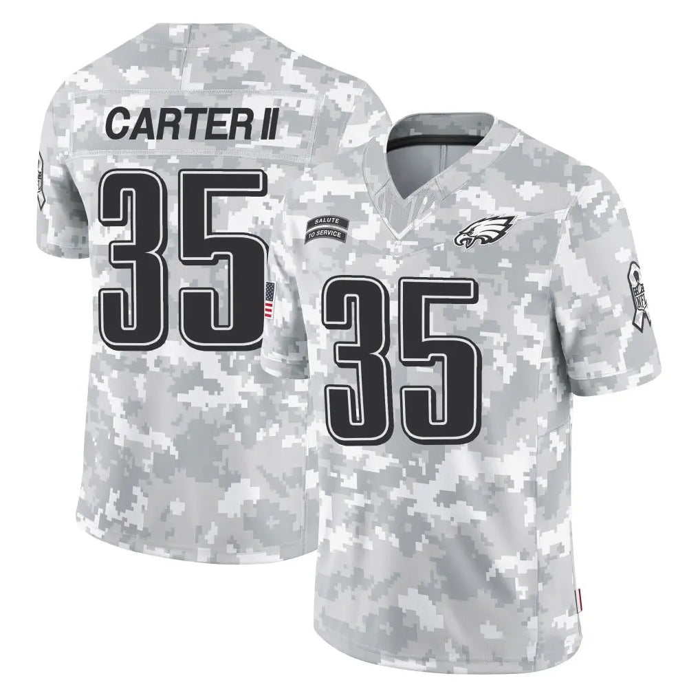 Choea P.Eagles #35 Michael Carter II Player Arctic Camo Salute to Service Limited Game Stitched Jerseys