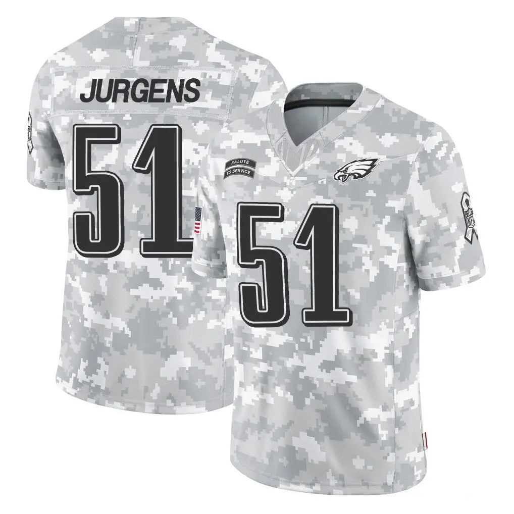 Choea P.Eagles #51 Cam Jurgens Player Arctic Camo Salute to Service Limited Game Stitched Jerseys