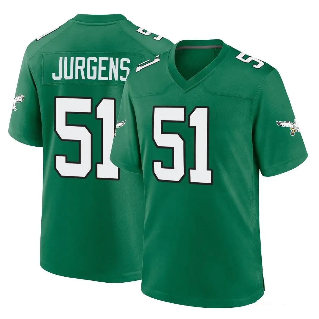 Choea P.Eagles #51 Cam Jurgens Player Green Kelly Alternate Home Game Stitched Jerseys
