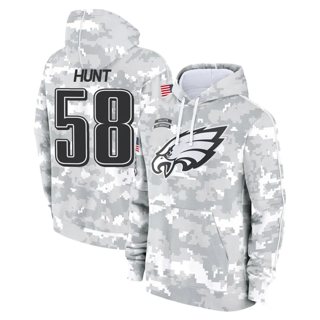 Choea P.Eagles #58 Jalyx Hunt Player Arctic Camo Salute to Service Pullover Hoodies Limited Game Stitched Jerseys