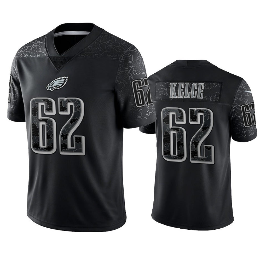 Choea P.Eagles #62 Jason Kelce Player Black REFLECTIVE Limited Stitched Jerseys
