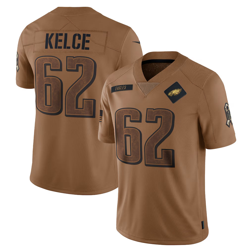 Choea P.Eagles #62 Jason Kelce Player Brown Salute To Service Limited Stitched Jerseys