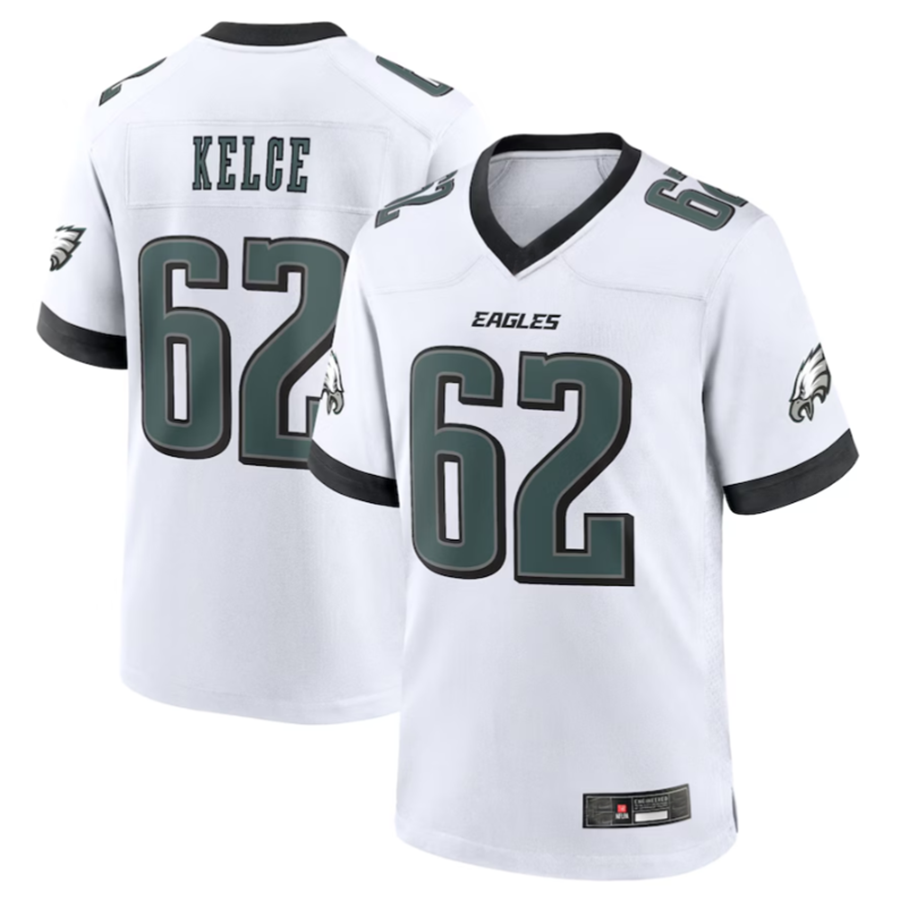 Choea P.Eagles #62 Jason Kelce White White Game Stitched American Stitched Jerseys
