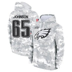 Choea P.Eagles #65 Lane Johnson Player Arctic Camo Salute to Service Pullover Hoodies Limited Game Stitched Jerseys