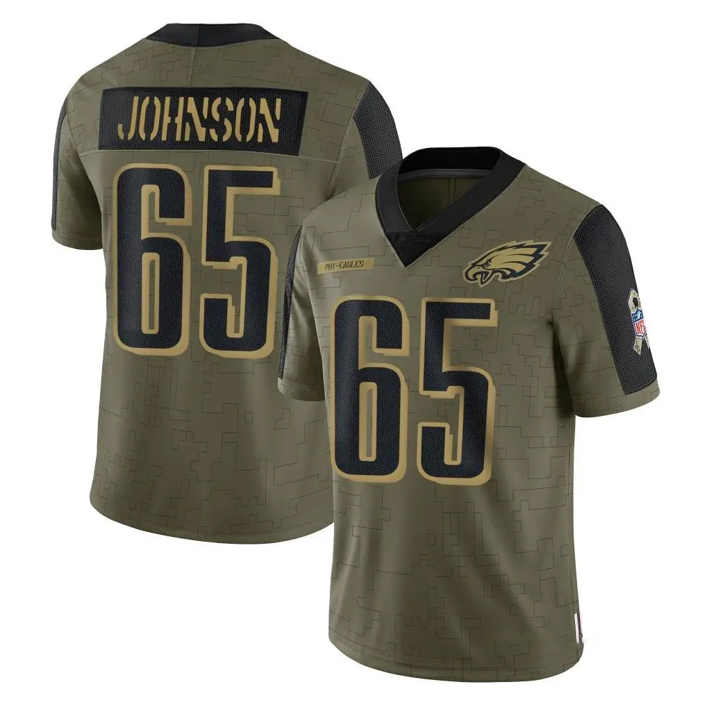 Choea P.Eagles #65 Lane Johnson Player Olive Salute To Service Limited Game Stitched Jerseys
