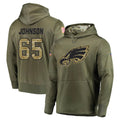 Choea P.Eagles #65 Lane Johnson Player Olive Salute to Service Pullover Hoodies Home Game Stitched Jerseys
