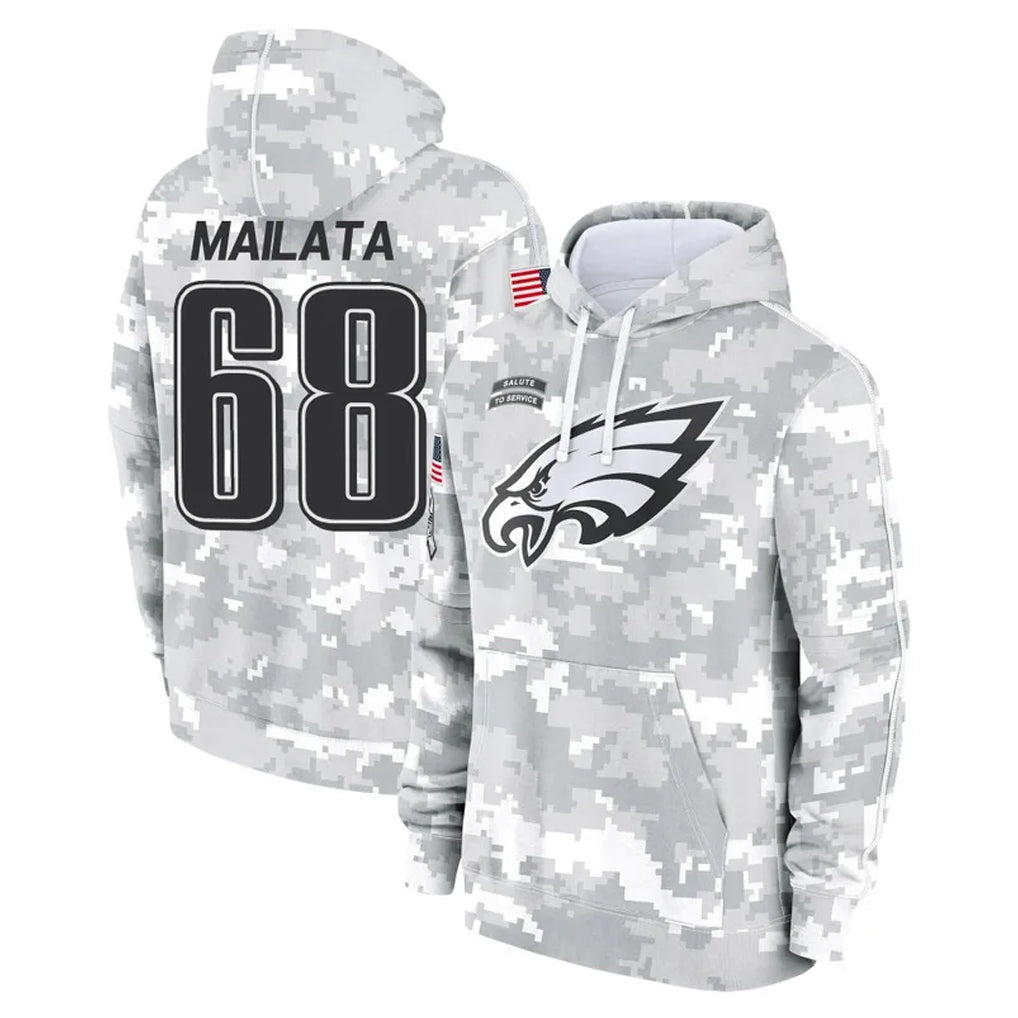 Choea P.Eagles #68 Jordan Mailata Player Arctic Camo Salute to Service Pullover Hoodies Limited Game Stitched Jerseys
