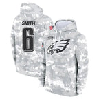 Choea P.Eagles #6 DeVonta Smith Player Arctic Camo Salute to Service Pullover Hoodies Limited Game Stitched Jerseys