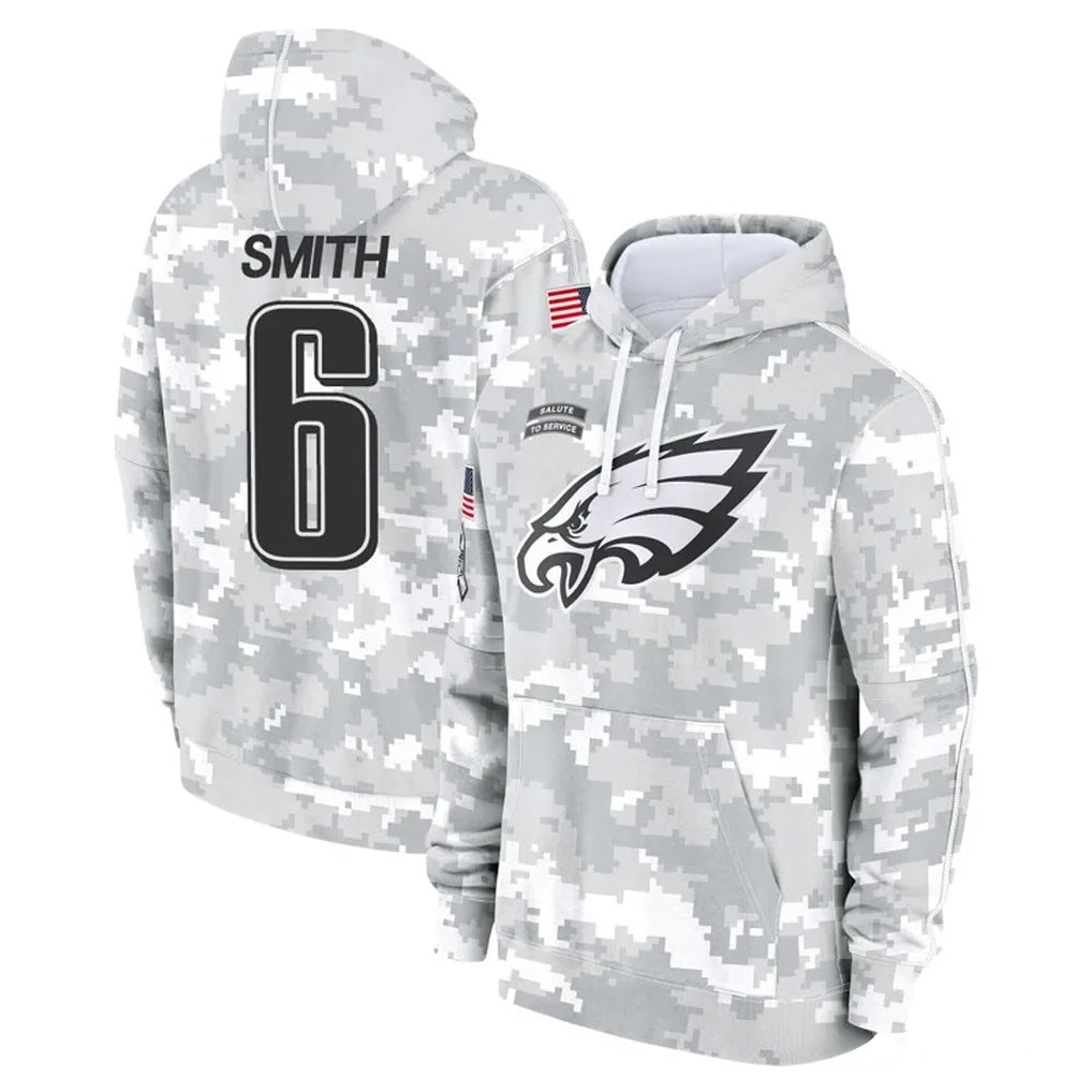 Choea P.Eagles #6 DeVonta Smith Player Arctic Camo Salute to Service Pullover Hoodies Limited Game Stitched Jerseys