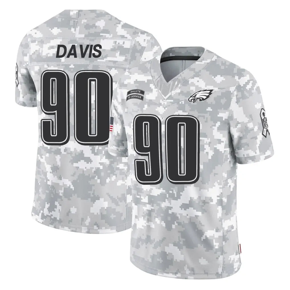 Choea P.Eagles #90 Jordan Davis Player Arctic Camo Salute to Service Limited Game Stitched Jerseys