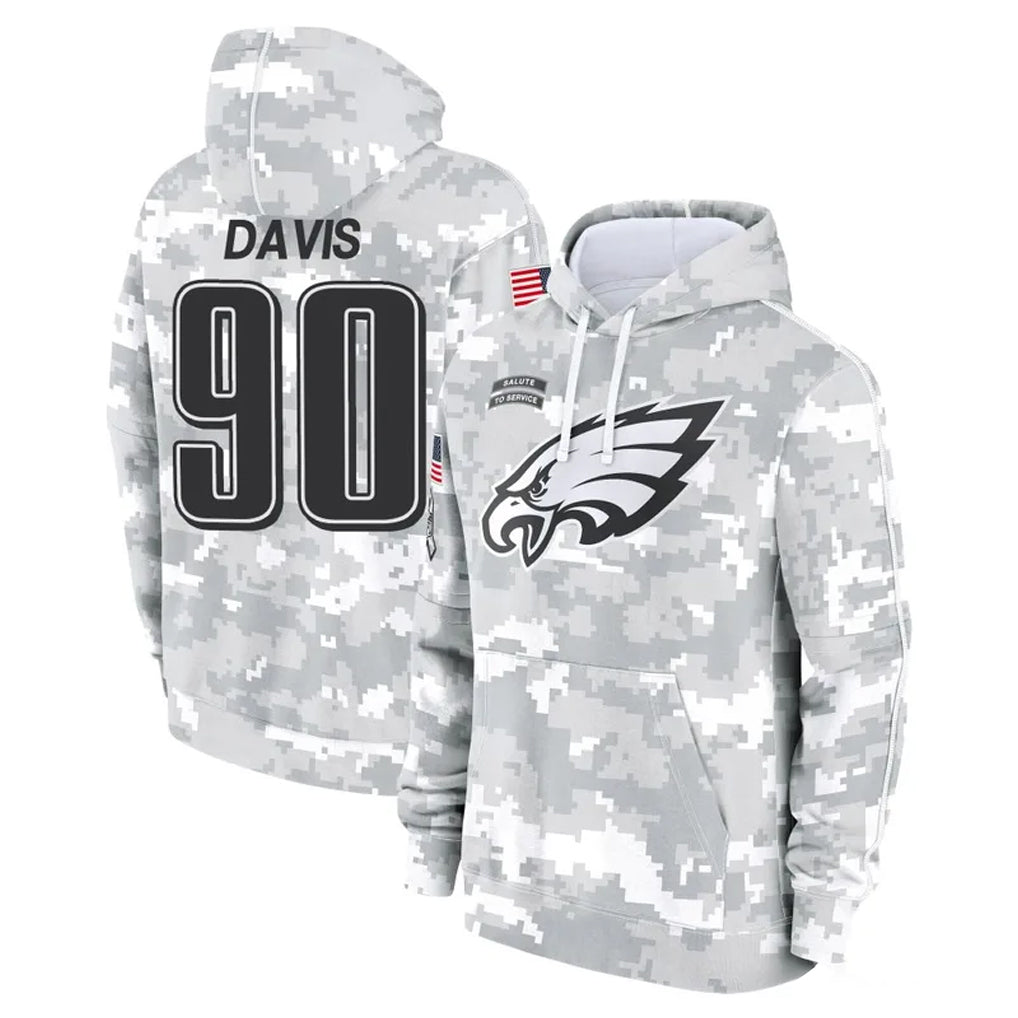 Choea P.Eagles #90 Jordan Davis Player Arctic Camo Salute to Service Pullover Hoodies Limited Game Stitched Jerseys