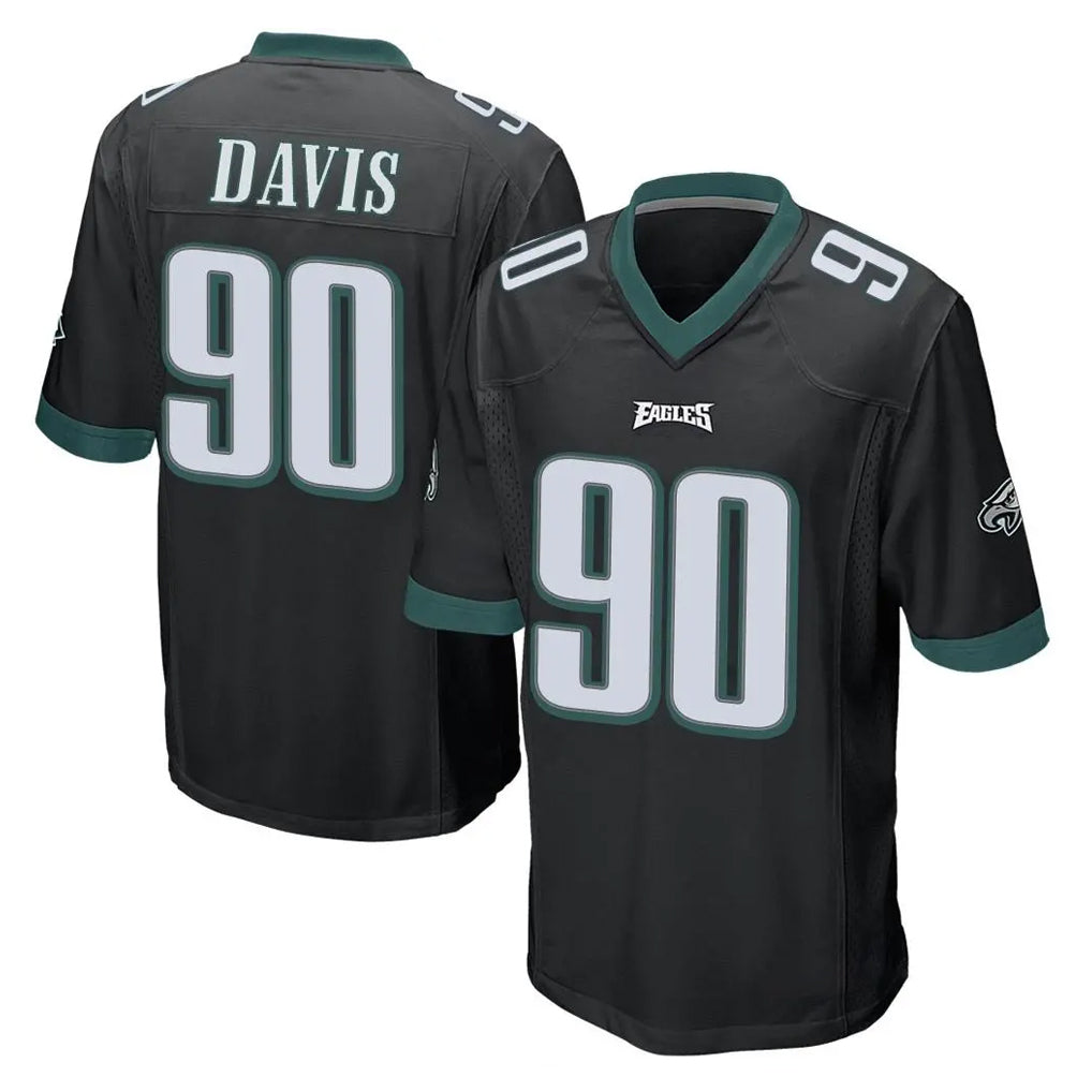 Choea P.Eagles #90 Jordan Davis Player Black Home Game Stitched Jerseys