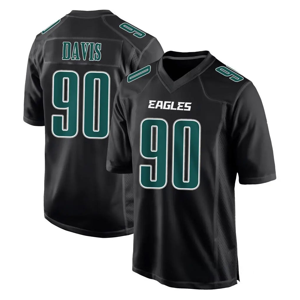 Choea P.Eagles #90 Jordan Davis Player Carbon Black Fashion Home Game Stitched Jerseys