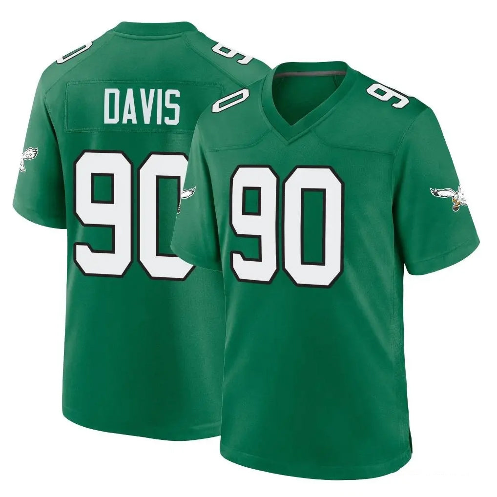 Choea P.Eagles #90 Jordan Davis Player Green Kelly Alternate Home Game Stitched Jerseys