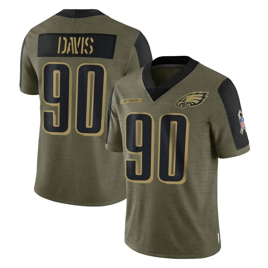 Choea P.Eagles #90 Jordan Davis Player Olive Salute To Service Limited Game Stitched Jerseys