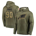 Choea P.Eagles #90 Jordan Davis Player Olive Salute to Service Pullover Hoodies Home Game Stitched Jerseys