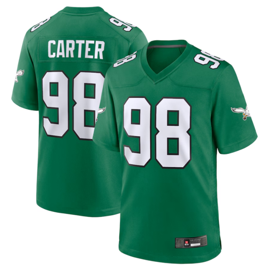 Choea P.Eagles #98 Jalen Carter Green Alternate Game Jersey Stitched American Stitched Jersey