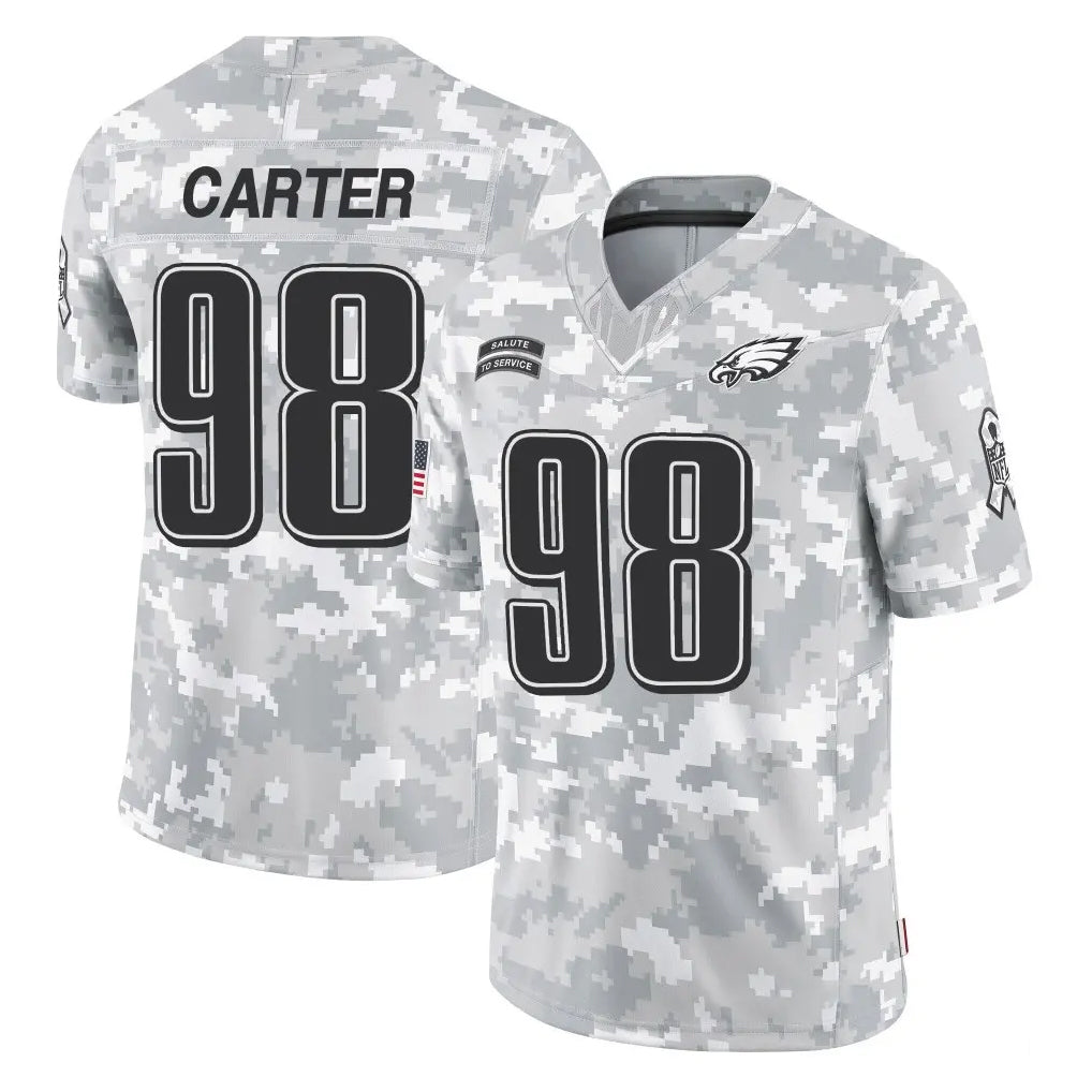 Choea P.Eagles #98 Jalen Carter Player Arctic Camo Salute to Service Limited Game Stitched Jerseys