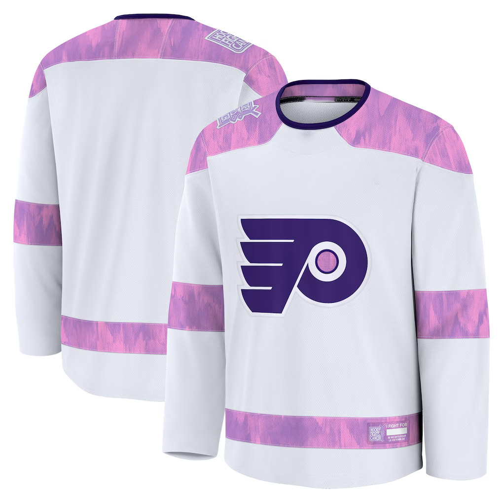 Choea P.Flyers White 2024 Hockey Fights Cancer Practice Jerseys