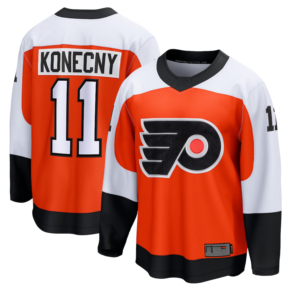 Choea P.Flyers #11 Travis Konecny Orange Home Breakaway Jerseys