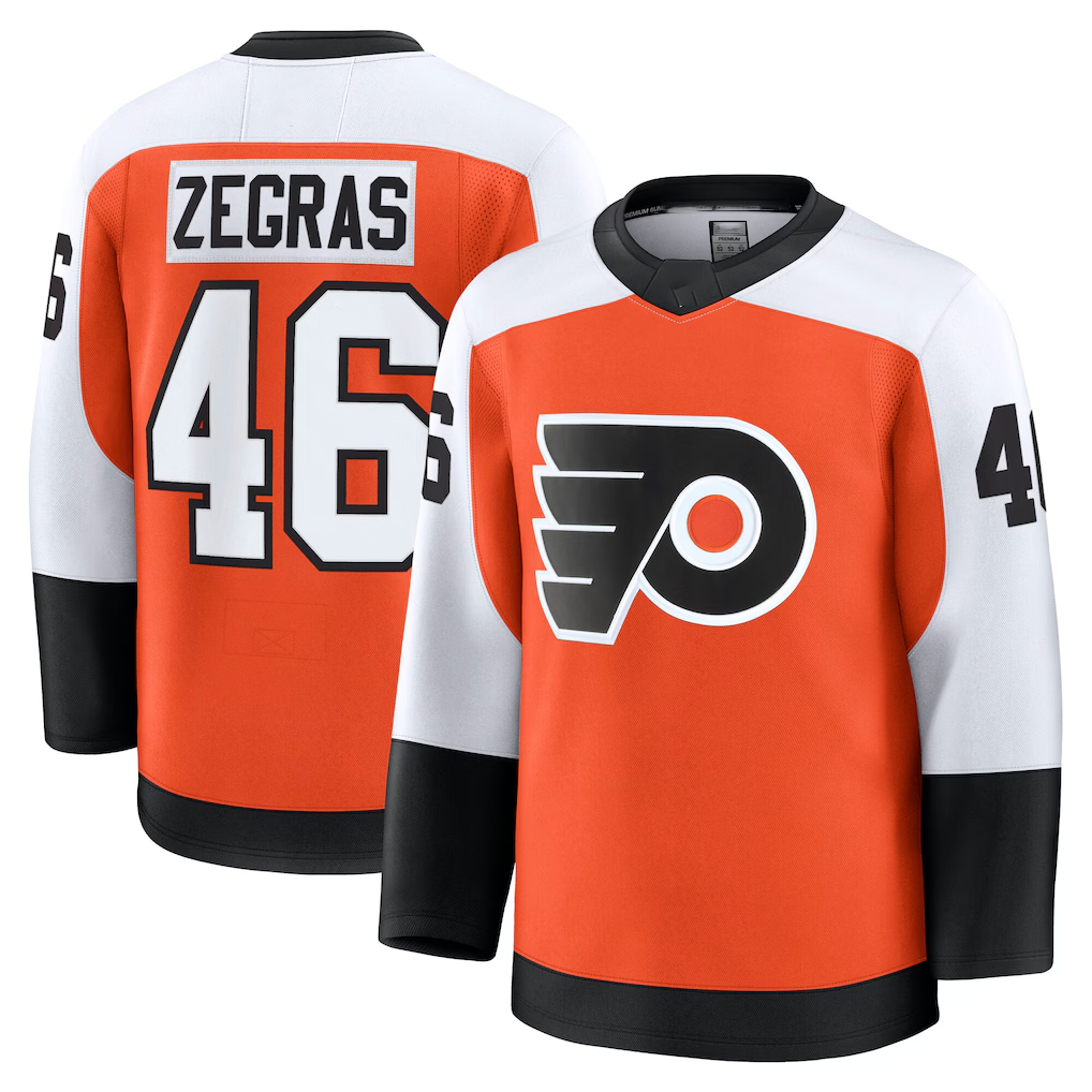 Choea P.Flyers #46 Trevor Zegras Orange Home Breakaway Jerseys